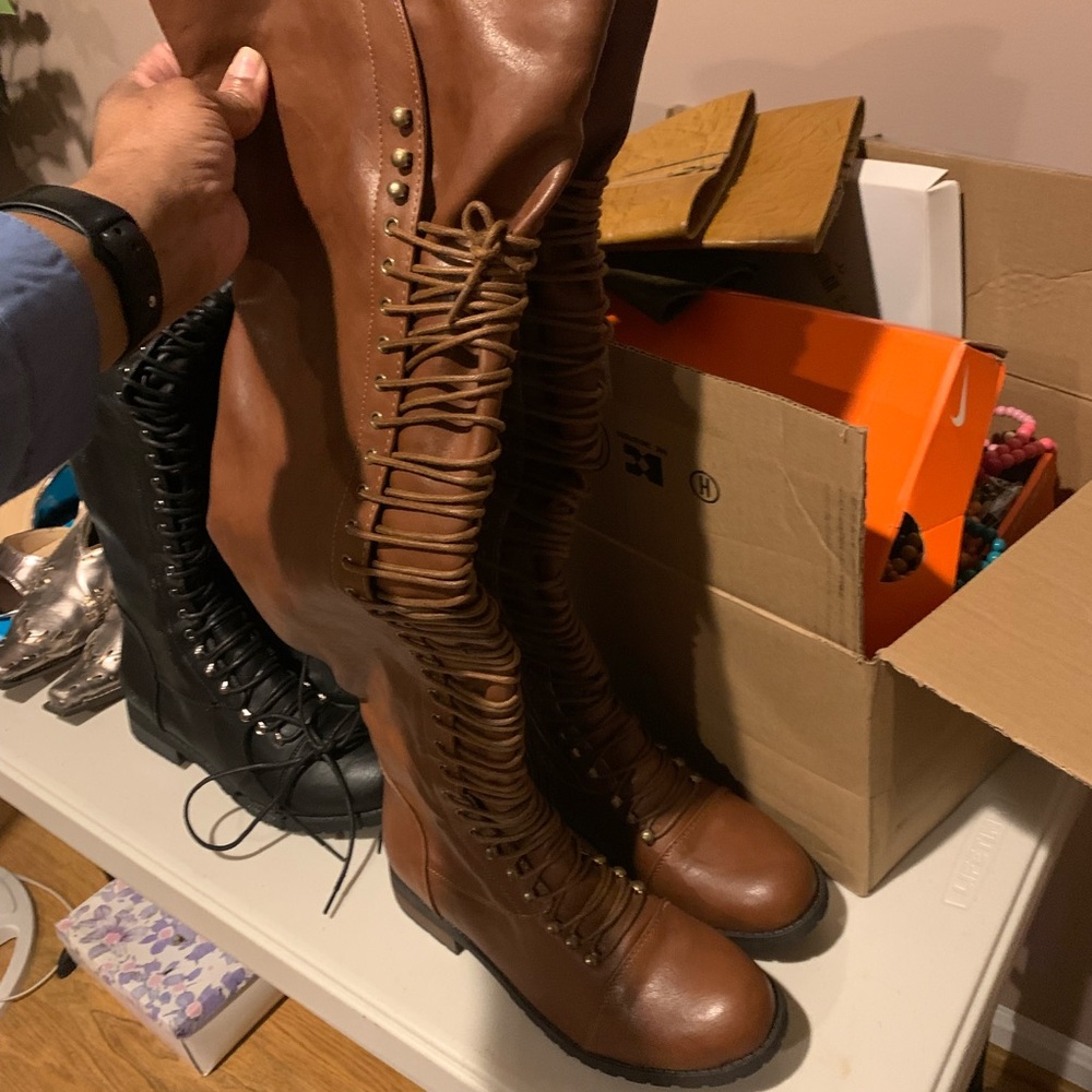 Brown Sexy lace up boots